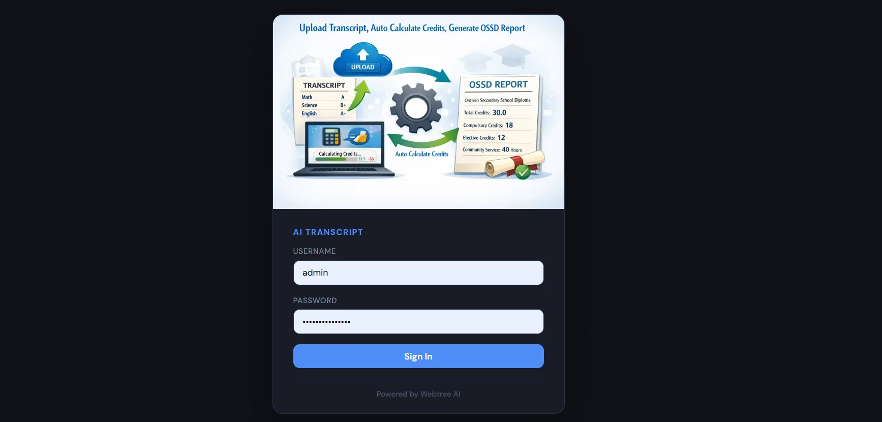 AI Transcript project cover for Transcript Analysis Platform