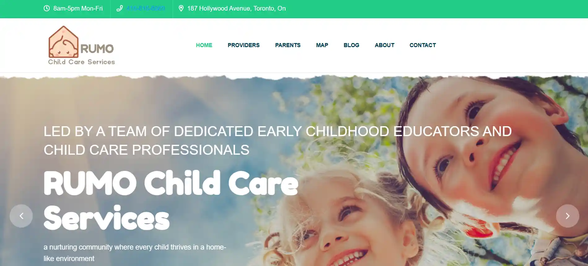 Home Child Care Agency project cover for Child Care Services Website