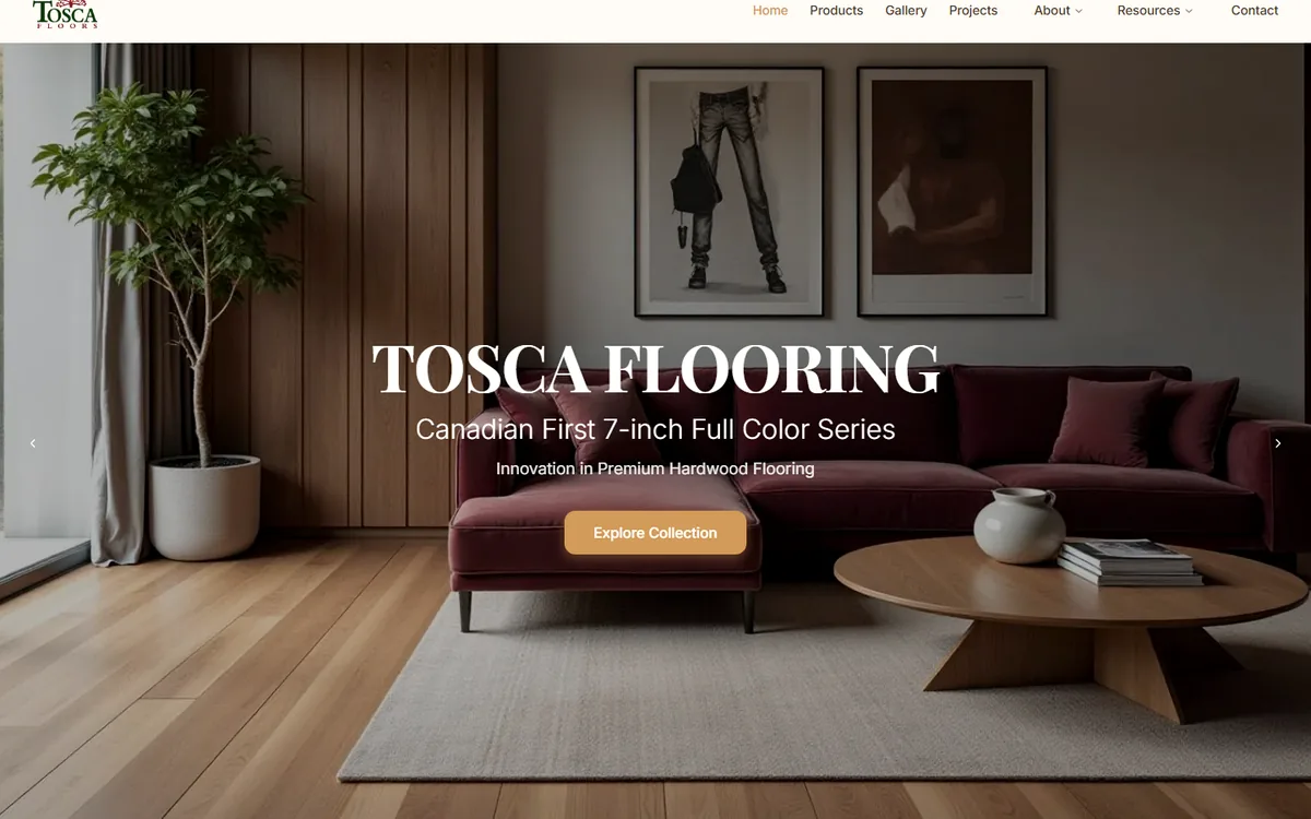 Tosca Flooring project cover for Flooring Brand Website