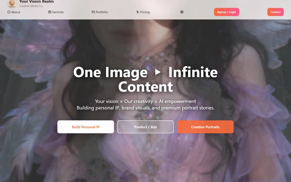 Your Vision Realm project cover for Creative Brand Website
